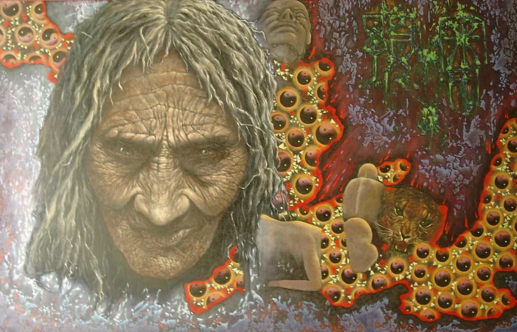 Aan de poort by Li-jia Fan